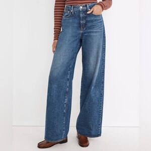 Madewell Petite Super Wide Leg Jean Desota Dark Wash